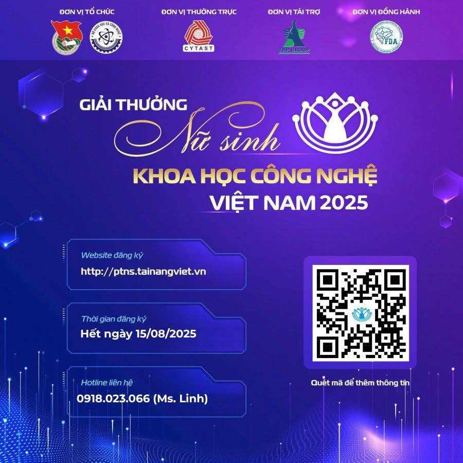 THÔNG TIN NỘP GIẢI THƯỞNG NỮ SINH KHOA HỌC CÔNG NGHỆ 2025
